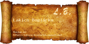 Lakics Boglárka névjegykártya